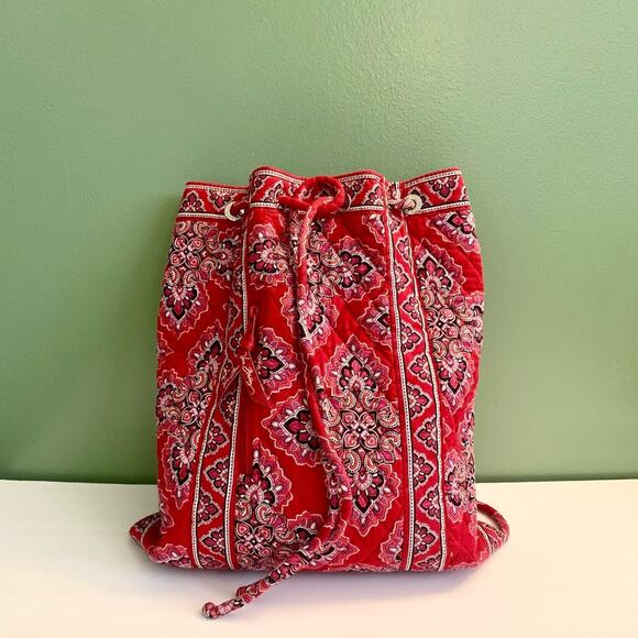 Vera Bradley Red Paisley Backpack - Picture 1 of 12